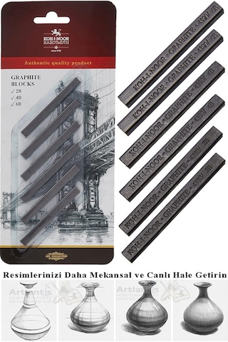 Sıkıştırılmış Kömür Füzen Seti 1 Paket Kohinoor 2b 4b 6b Siyah Kare Press Kömür Füzen Yassı Çizim Gölgelendirme Grafit