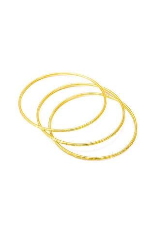 Chavin 3 Adet Gold Çelik Ajda Bilezik Halka Bayan Bileklik Ev12sr Gold