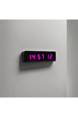 Dijital Led Duvar Ve Masa Saati Derece Ve Nem - Mor Kasa Ölçüsü: 16x40 Cm