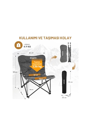 Kingcamp Lemon Lux Ultra Konforlu Kamp Sandalyesi Grey Gri