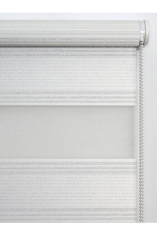 Buperde Beyaz - Gümüş Simli Pilise Pliseli Zebra Stor Perde