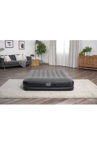 Bestway 671bu Tritech Çift Kişilik Dahili Usb Pompalı Şişme Yatak 2.03m X 1.52m X 36cm Siyah Gri