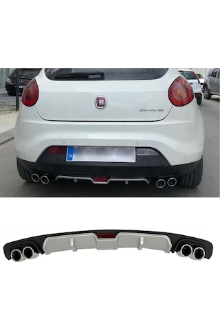 Fiat Bravo Gri Difüzör 4 Uyumlu Krom Egzoz Görünümlü Difizör Arka Ek Body Kit 2006 -2016
