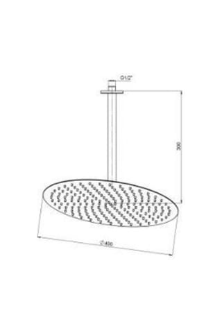 Gpd Ankastre Duş Başlığı Oval Slim Metal Ø40 Cm Siyah Ads24-S Siyah