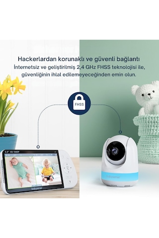 Babysense Maxview-2cam 5.5" Full Hd Bebek Monitörü, 2 Kamera, Rgb Gece Işığı, 5000mah Pil Kamera Sistemi