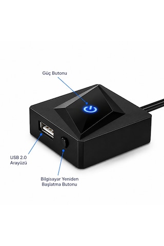 6079 Masaüstü Pc Kasa Harici Güç Power Reset On/off Usb Düğmesi Switch Uzatma Kablo Led Buton