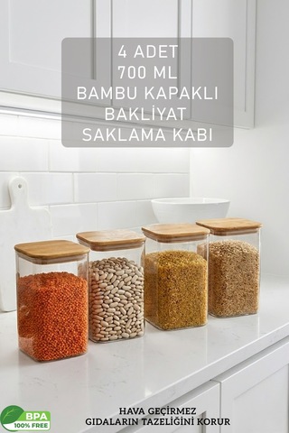 Bambu Kapaklı Kare 4 Lü 1400 Ml Hava Geçirmez Gıda Saklama Kabı Seti Orta Boy Contalı Erzak Kabı Şeffaf Bambu Kapaklı Kare 4 Lü 1400 Ml Hava Geçirmez Gıda Saklama Kabı Seti Orta Boy Contalı Erzak Kabı Şeffaf