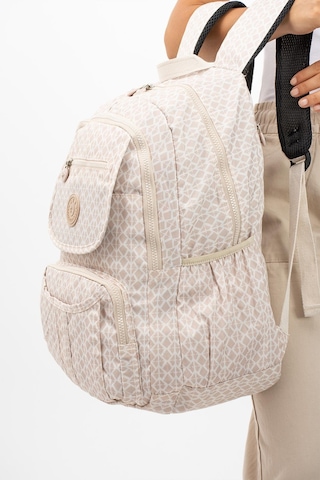 571 Collections Ultra Hafif Çok Cepli Su Geçirmez Sırt Çantası Unisex Desenli Krem Model: 571-2e - Krem