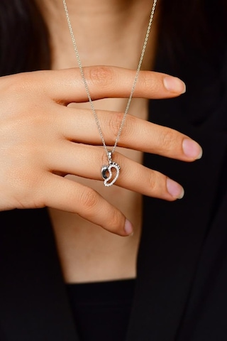 Roza Silver Zirkon Taşlı Rodyum Anne Bebek Ayak İzi Gümüş Kolye