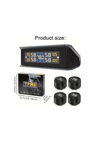 Boatshop1 T15 Tüm Uyumlu Modeller Harici Sensörlü Evrensel Kablosuz Güneş Enerjili Lastik Basınç İzleme Sistemi Tpms Usb Şarj 36v Hassas Algılama