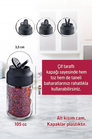 Ahşap Tabanlı Metal Standlı 4 Lü Cam Baharatlık Seti