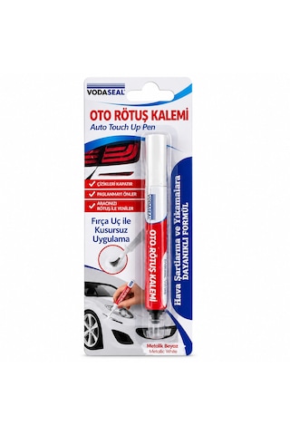 12 Adet Metalik Beyaz Oto Rötuş Kalem Fırça Uç 5ml