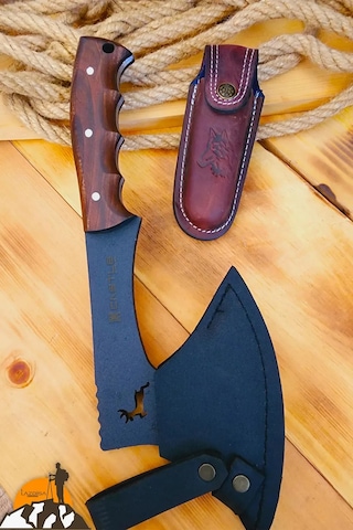 Ceviz Sap Outdoor Balta Kamp Bıçağı Çakısı Kılıflı Kmp-017 Kahverengi