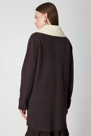 On Fashion Büyük Yakalı Düğmeli Kadın Kahverengi Hırka 63909 Kahve