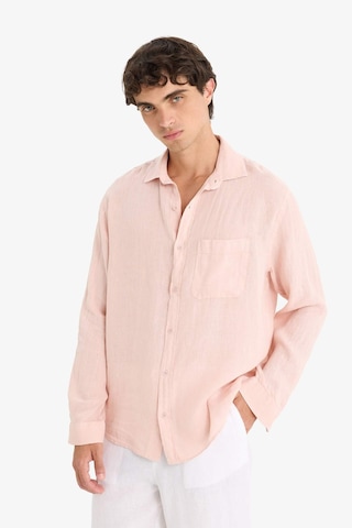 Defacto %100 Keten Relax Fit Uzun Kollu Gömlek F4598ax25hspn610 Pembe