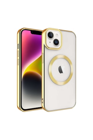 Zeyline Apple Uyumlu iPhone 14 Plus Magsafe Wireless Şarj Özellikli Zore Setro Silikon-gold