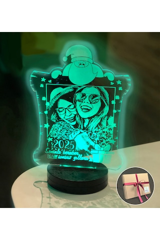 Yılbaşı Hediyesi Kişiye Özel Dikdörtgen Kardan Adam 3d Led Gece L