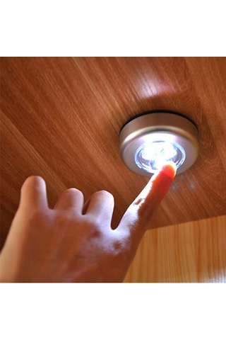 Kablosuz Spot Pilli Dokunmatik Led Lamba 3 Ledli Dolap Lambası 5