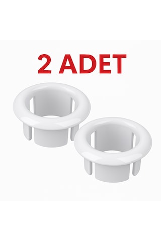 2 Adet Beyaz Lavabo Taşma Yüzüğü Evye Taşma Deliği Kapağı Pla Beyaz