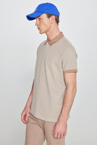 AC&Co / Altınyıldız Classics Erkek Bej-vızon %100 Pamuk Slim Fit Dar Kesim Polo Yaka Tişört