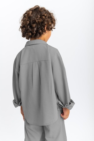 Oliventhekid Unisex Balon Pantolon Gömlek Takım Gri Gri