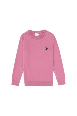 U.S. Polo Assn. Kız Çocuk Pembe Bisiklet Yaka Basic Kazak 50316808-VR167