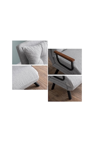 Pafu Sando Tekli Katlanır Yataklı Koltuk Teddy Gri