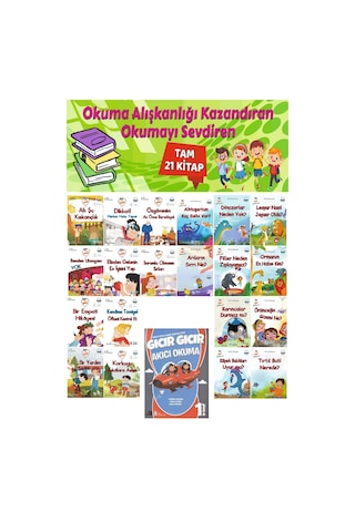 1. Sınıf Okuma Alışkanlığı Kazandıran Okumayı Sevdiren Renkli Resimli Hikayeler Seti 1 + Akıcı Okuma