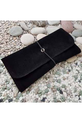 Siyah Süet Tütün Kesesi Çantası Tütünlük pz67