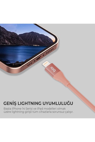 Bix ﻿BXSC1CL 60W Type-C To 1.2 M Lightning Silikon Şarj ve Data Kablosu Mercan