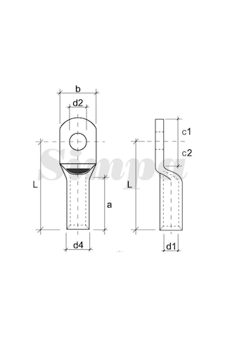 Simpa Skp-a/016-m06/sd Açık Tip Kablo Pabucu Standart Delik 16mm2 M6 - 400 Adet