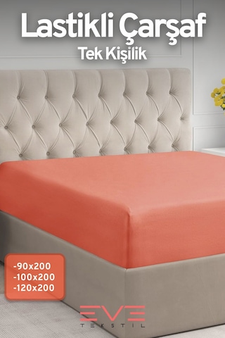 Eve Tekstil %100 Doğal Pamuk Tek Kişilik Rainforce Kumaş Lastikli Çarşaf Ve Yastık Kılıf Set Yavruağzı