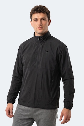 Slazenger Reckon Erkek Dik Yaka Fermuarlı Siyah Yağmurluk