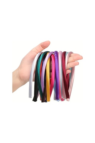 Willowhaven 30/10 Adet Moda Renkli Full Coverage Saten Kurdele Saç Bandı Dıy Saç Aksesuarları Rastgele Renk Karışımı 10 Adet