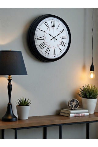 Zentime Siyah Asil Tasarım Roma Rakamlı 40 Cm Metal Duvar Saati Açık