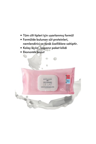 Byphasse Süt Proteinli Makyaj Temizleme Mendili Tüm Ciltler 40'lı