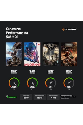 Monster Tulpar T6 V3.7.5 Intel Core i9 13900HX 32 GB 1 TB SSD 12 GB RTX 5070 Ti 16" QHD W11H Oyuncu Dizüstü Bilgisayarı