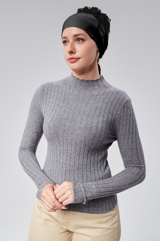 Sonbaharmoda Fırfırlı Bone Likralı Penye Topuz Bone Dantili Siyah