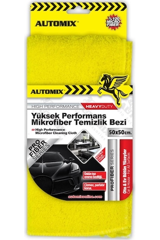 Tüm Yüzeylere Uygun Yüksek Performans Mikrofiber Temizlik Bezi 50 x 50 CM Sarı