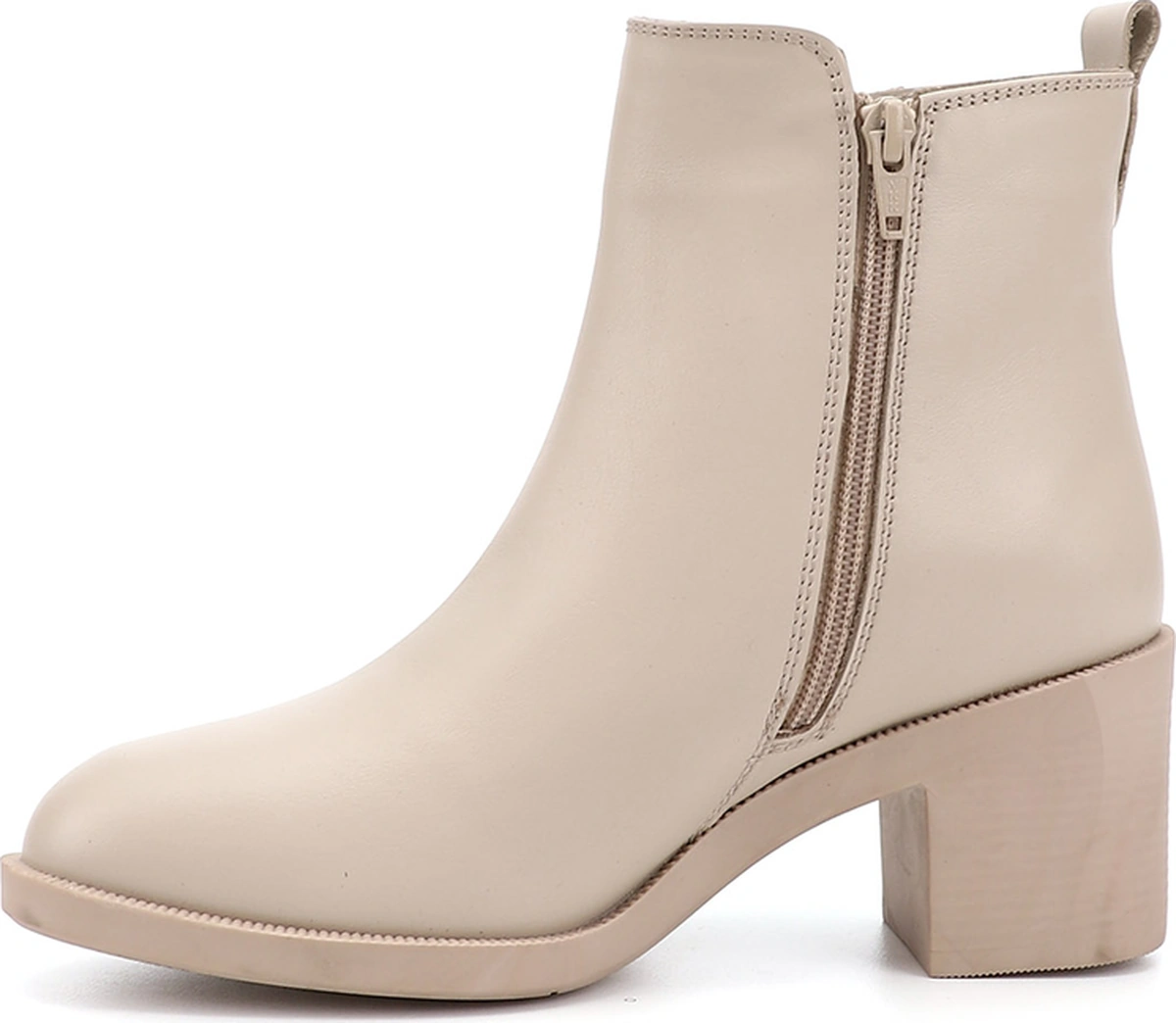 Gönderi R Kadın Bej Fermuarlı Kalın Topuklu Hakiki Deri Bot Gkzb13453427 Bej