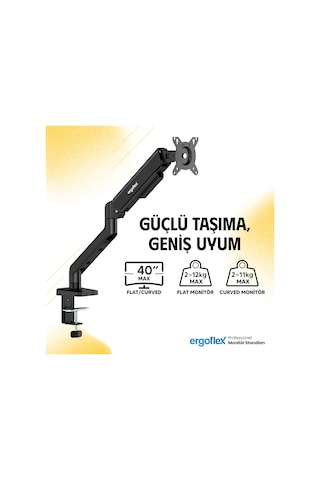 Ergoflex X10 Siyah 22-40inch Amortisörlü 12 Kg Monitör Standı 2026 Versiyon