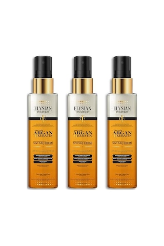 Organik Argan & Keratin Sıvı Saç Kremi 3'lü Set Durulanmayan, Dökülme Karşıtı, Onarıcı Ve Dolgunlaşt