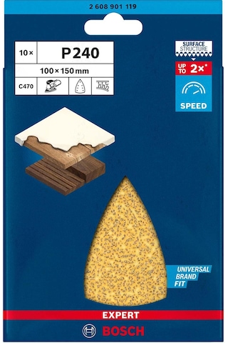 Bosch Expert 100x150 Mm 240 Kum Üçgen Zımpara Kağıdı 10'lu 2608901119