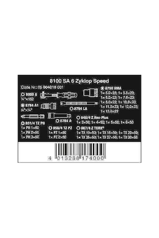 Wera 8100 Sa 6 Zyklop Cırcırlı Lokma Bits Set 1/4" 05004016001