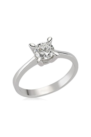 Mat Çizgili Gümüş Alyans Çifti Söz Yüzükleri Tektaş Hediye Wr42