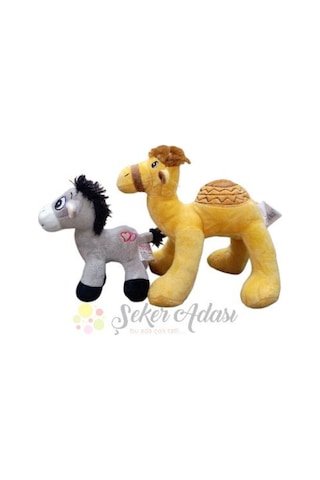 Sevimli Küçük Boy Eşek Ve Deve Peluş Oyuncak Gri