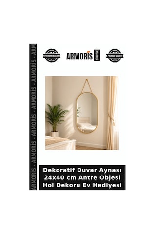 Dekoratif Duvar Aynası 24x40 Cm Antre Objesi Hol Dekoru Ev Hediyesi Çok Renkli