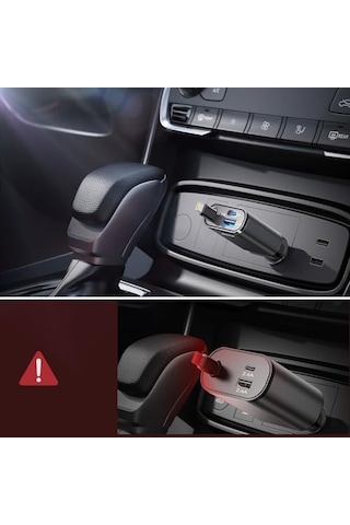 Jr-ccl07 3&apos Ü 1 Arada Geri Çekilebilir Araç Şarj Cihazı - Çift Usb Ve Tip-c Bağlantı Noktaları, Hızlı Şarj, Yerden Tasarruflu Tasarım, Akıllı Telefonlar Ve Tabletlerle Uyumlu - Koyu Gri