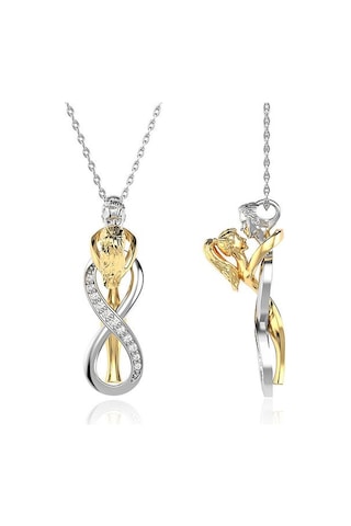 İndigo Takı Sarılan Çift Sonsuz Aşk Gümüş Kolye