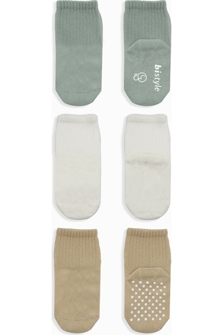 Bistyle 3'lü Kaymaz Taban Bebek Çorabı 3010 Çok Renkli